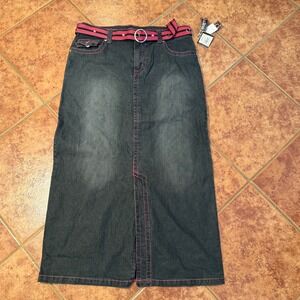 Vtg Y2K Whimsigoth Denim Maxi Skirt M 90s Gothic Boho Fairy Grunge Witchycore